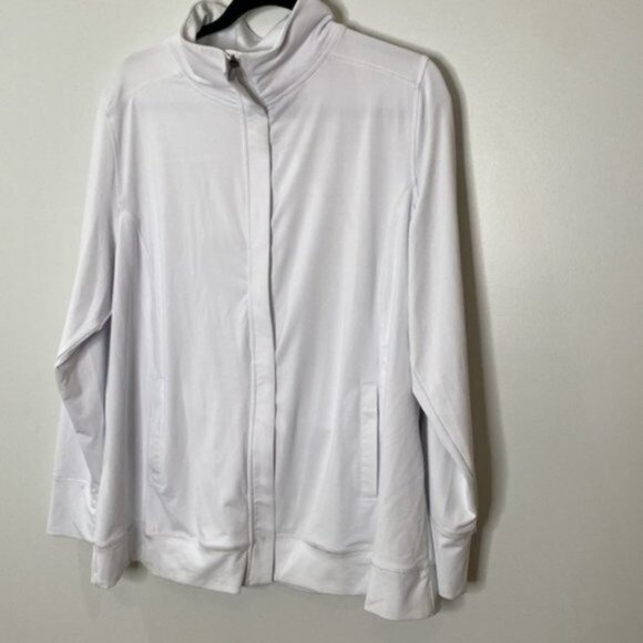 Nola Women White Long Sleeve Zip Up Activewear Jacket Sweater Plus Size 2X - Picture 3 of 14